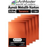 Turuncu Renkli 35X50 Metalik Aynalı Fon Kartonu 5 Adet 1 Paket Artmaster Metalik Aynalı Fon Kartonu