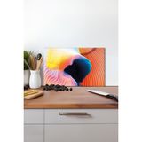 Turuncu Renkli Dalgalar Cam Kesme Tahtası, Silikon Ayaklı, Isıya Kırılmaya Dayanıklı, Sunum Tablası - 30 x 45 cm
