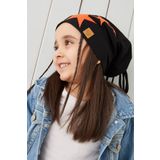 Turuncu Siyah Kiz Cocuk Bebek Sapka Bere Yumusak Cift Katli Spor 100 Dogal Pamuklu Penye
