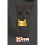 Turuncu Sticker Araç Ayna Kedi Sticker Etiket ( 1 adet ) 2,5x2 cm – Araç – Motor – Laptop - Kask Etiket Sticker - Altın