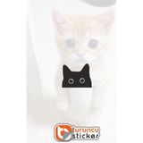 Turuncu Sticker Araç Ayna Kedi Sticker Etiket ( 1 adet ) 2,5x2 cm – Araç – Motor – Laptop - Kask Etiket Sticker - Siyah