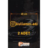 Turuncu Sticker Logolu Kullanıcı Adı - 2 Adet 20 cm - Araç Kelebek Cam Sticker Etiketi Folyo Kesim - Sarı