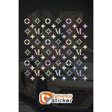 Turuncu Sticker Lv Desen Kaplama Sticker Etiket 25X25 cm - Araç -Motor - Laptop - Kask Etiket - Hologram