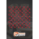 Turuncu Sticker Lv Desen Kaplama Sticker Etiket 25X25 cm - Araç -Motor - Laptop - Kask Etiket - Kırmızı