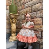 Turuncu Tavşanlı Vintage Kız Bebek Elbisesi, Özel Dikim Kız Çocuk Elbisesi, Doğum Günü Elbisesi, Fotoğraf Çekim Elbisesi, Kız Bebek Hediyesi, 0-12 Yaşa Uygun - 9 Yaş