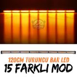 Turuncu Tepe Çakar Bar Led 120Cm 12-24V Off Road Çekici Traktör İkaz Lambası Çakar 15 Modlu
