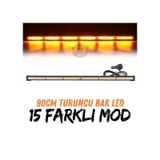 Turuncu Tepe Çakar Bar Led 90cm 12-24v Off Road Çekici Traktör İkaz Lambası Çakar 15 Modlu Siyah