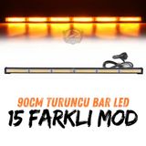 Turuncu Tepe Çakar Bar Led 90Cm 12-24V Off Road Çekici Traktör İkaz Lambası Çakar 15 Modlu