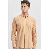 Turuncu Uzun Kollu Gofreli Biyeli %100 Pamuk Casual Slim Fit Dar Kesim Gömlek 1004240247