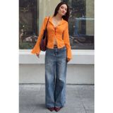 Turuncu Vücuda Oturan Slim Fit Kadın Gömlek MG2659