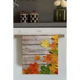 Turuncu Yaprak Desenli Fırın Mutfak Havlusu 30X50CM - 30 x 50 cm - Turuncu - Yeşil