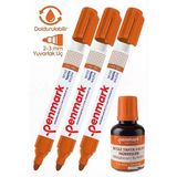 Turuncu Yazı Tahta Kalemi 3 Adet Ve Yazı Tahta Mürekkebi 30 Ml 1 Adet Doldurulabilir Tahta Kalemi Beyaz Yazı Tahtası