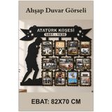 turuncufabrika Atatürk Köşesi 3 mm Siyah Ahşap Mdf Duvar Panosu Atatürk Hayatı ve Tarihi Okul Sınıf Dekorasyonu