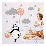 Tusador T0323 ST Tilki Dünyası Sevimli Uçan Panda Bulutlar ve Yıldızlar Çocuk Odası Sticker