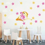 Tusador TILKI-75980 Tilki Dünyası Beyaz Bulutlar Unicorn ve Sevimli Prenses Çocuk Odası Sticker