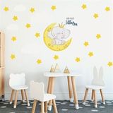 Tusador TILKI-76251 Tilki Dünyası Ay Üzerinde Fil ve Good Night Yazısı Konsept Çocuk Odası Sticker
