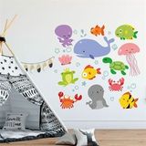 Tusador TILKI/76299 Tilki Dünyası Sevimli Su Dünyası Çocuk ve Bebek Odası Sticker