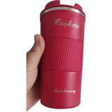 Tusah 304 Pazlanmaz Çelik 500 ml Kaydırmaz Lastikli Termos Bardak Mug Isme Özel - Kırmızı