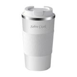 Tusah 304 Pazlanmaz Çelik 500 Ml Kaydırmaz Lastikli Termos Bardak Mug Isme Özel Tek Ebat Beyaz