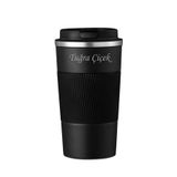 Tusah 304 Pazlanmaz Çelik 500 Ml Kaydırmaz Lastikli Termos Bardak Mug Isme Özel Tek Ebat Siyah