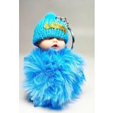 Tusah Peluş Uyku Bebek Kabarık Ponpon Anahtarlık 1 Unisex Mavi