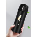 Tusah Siyah Kilitli Termos 450 ml Her Türlü Baskı Yapılır Kedi Sevgi - 500 ml