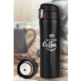 Tusah Starb Desenli Çelik Termos Mug 450 Ml Tek Ebat Siyah