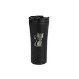 Tusah Termos Bardak 500 ml, Kedi Papyon Tasarımı, Siyah