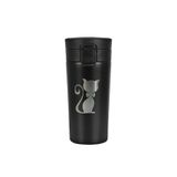 Tusah Termos Bardak, Paslanmaz Çelik, Çift Katman, 380 ml, Kedi Papyon Tasarımı, Siyah