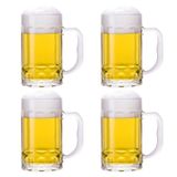 TUSAPAM 4 Paket Ağır Bira Bardakları, Saplı Büyük Bira Bardakları, 14oz Cam Steins, Klasik Bira Kupası bardak Seti