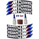 Tusba Market M Power Otomobil Motosiklet 3D Lastik Jant Yazısı Arma Sticker Şerit | Beyaz _ 8'li Set - 35/40