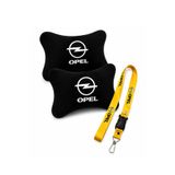 TUSBA MARKET Opel Uyumlu Nakışlı Siyah Polar Ortopedik Seyahat Boyun Yastık / Sarı Oto Ayna Askısı