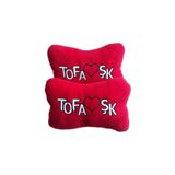 TUSBA MARKET Tofaşk Polar Ortopedik Araç Seyahat Nakışlı Boyun Yastığı / 2'li Kırmızı