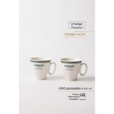 TUSE LIVING One More Shot Green Üzeri Yazılı 2 Parça Porselen Espresso Kahve Fincanı 80 ml - Yeşil Yeşil