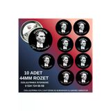tuse rozet dükkanı 10 Adet 10 Kasım Atatürk Rozeti METAL 10 Kasım Rozeti – 44Mm Buton Rozet, 10 Adet Rozet