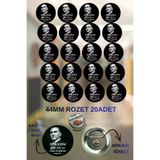 tuse rozet dükkanı 20 Adet 10 Kasım Atatürk Rozeti 10 Kasım 44Mm Buton Rozet 20 Adet Atatürk Rozeti