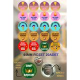 tuse rozet dükkanı 20 Adet Karışık Öğrenci İğneli Rozet Karışık Öğrenci 44Mm Buton Rozet, 20 Adet İğneli Buton Rozet