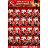 tuse rozet dükkanı 29 Ekim Atatürk ve Cumhuriyet Rozeti | 20 Adet 44 mm