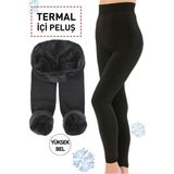 Tusebu Termal Içi Peluş Kadın Tayt – Siyah Yüksek Bel Kışlık Konforlu Tasarım - 2XL