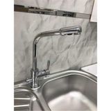 Tusua Arıtmalı Mutfak Eviye Bataryası (Dual Flow) 3 Yollu Sıcak Soğuk Arıtma Musluğu Baston Model - Füme - Antrasit