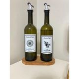 Tutal Home Ahşap Standlı 2'li Ayçicek Yağı Zeytin Yağı Yağdanlık 750 ml - Yeşil