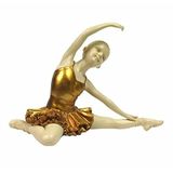 Tüterler Balerin Biblo Veronese Design 12 cm x 8 cm x 19 cm Kemik Rengi ve Altın Varak El Boyaması