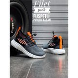 Tutinom Unisex Ortopedik Yumuşak Taban Günlük Yazlık Sneaker Spor Ayakkabı - Füme - Oranj