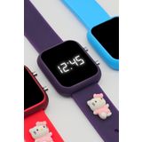 tutkanstore Kitty Figürlü Çocuk Kol Saati Su Geçirmez Kız Kol Saatleri 3 Yaş Üzeri Uyumludur (Mor)