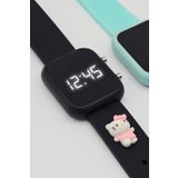 tutkanstore Kitty Figürlü Çocuk Kol Saati Su Geçirmez Kız Kol Saatleri 3 Yaş Üzeri Uyumludur (Siyah)