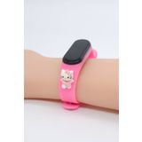 tutkanstore Kitty (Yavru Kedi) Figürlü Çocuk Kol Saati Eğitici Küçük Yaşlar İçin Su Geçirmez Dijital Saat Pembe