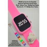 tutkanstore Pembe Yanaklı Tavşan Figürlü Led Ekranlı Dijital Çocuk Kol Saati Hediye Bileklik (Pembe)