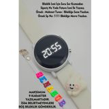 tutkanstore Pembe Yanaklı Tavşan Figürlü Yuvarlak Led Ekranlı Dijital Çocuk Kol Saati Hediye Bileklik (Pembe)
