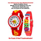 tutkanstore Taraftar Çocuk Kol Saati İsme Özel Kırmızı Renk Bileklik Zamanı Öğretici Sarı Kırmızı 3 Yaş Üzeri