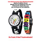 tutkanstore Taraftar Çocuk Kol Saati İsme Özel Siyah Renk Bileklik Zamanı Öğretici Siyah Beyaz 3 Yaş Üzeri